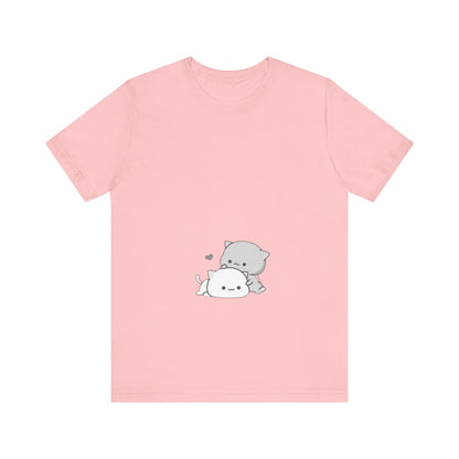 "Double the Cuteness: Cute Two Cats Unisex Jersey Short Sleeve Tee - Double the Feline Fun in Your Wardrobe!"