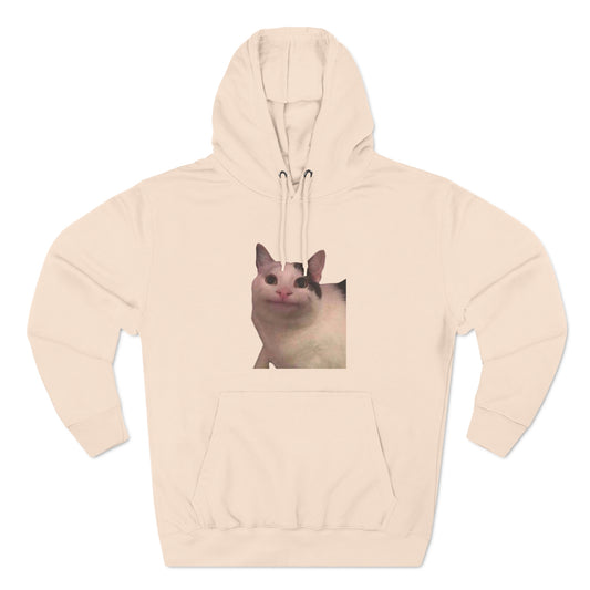 "Silly Cat Charm: Three-Panel Fleece Hoodie - Stay Cozy with Playful Feline Vibes!"