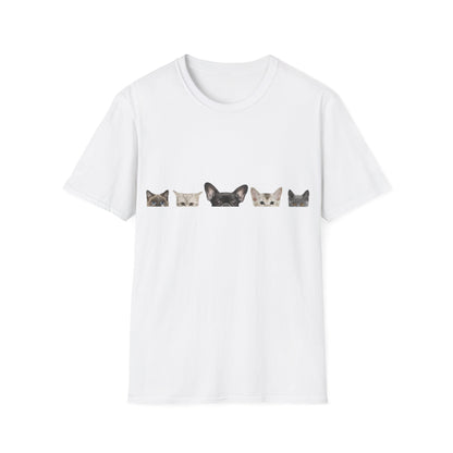 "Whisker Whimsy: Cats Hiding Unisex Softstyle T-Shirt - Discover the Charm of Feline Mystery!"