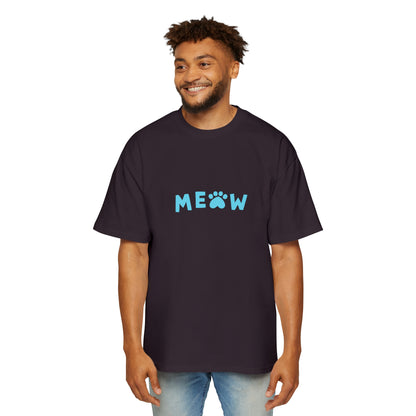 "Feline Fashion Forward: Men's Heavy Oversized Tee with CAP Cat Design - Perfect for Cat Lovers with Style!"