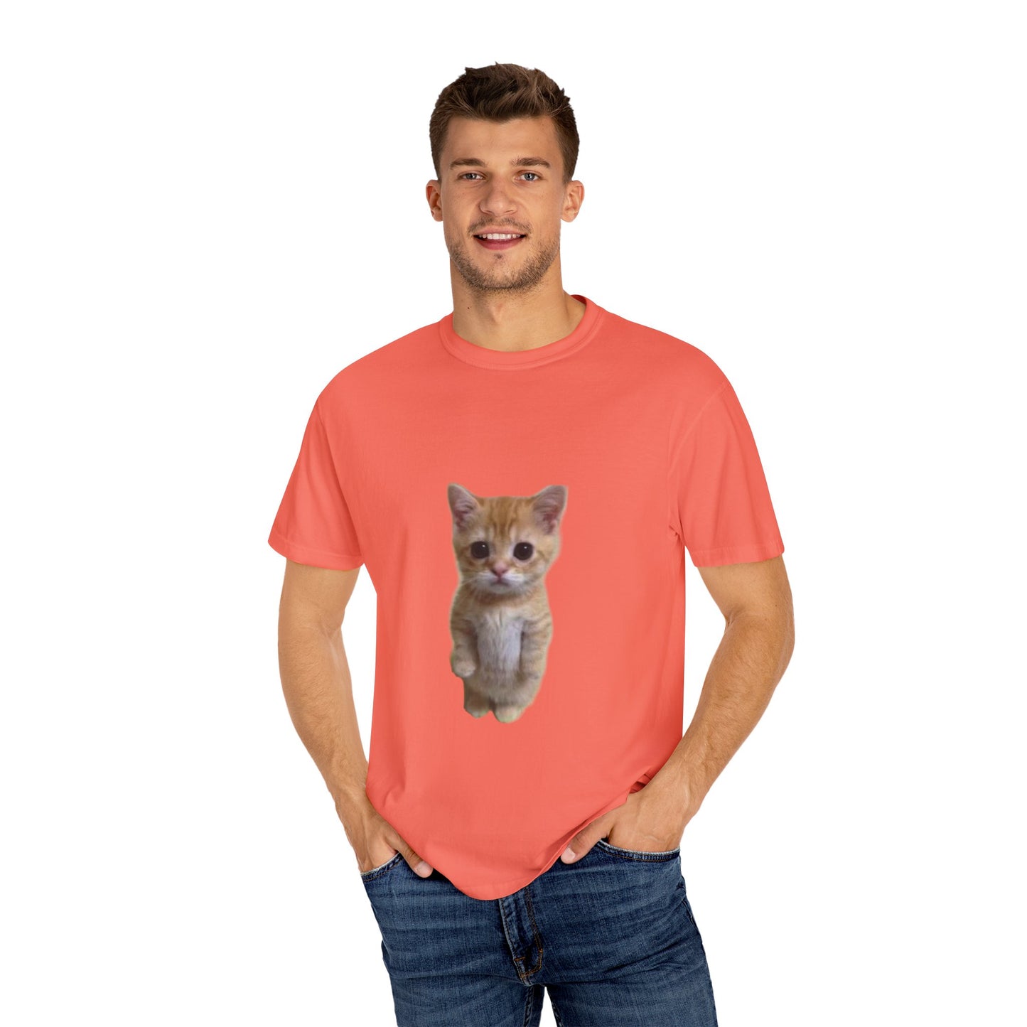 "Adorable Feline Charm: Cute Cat Unisex Garment-Dyed T-shirt - Wear Your Love for Cats in Style!"