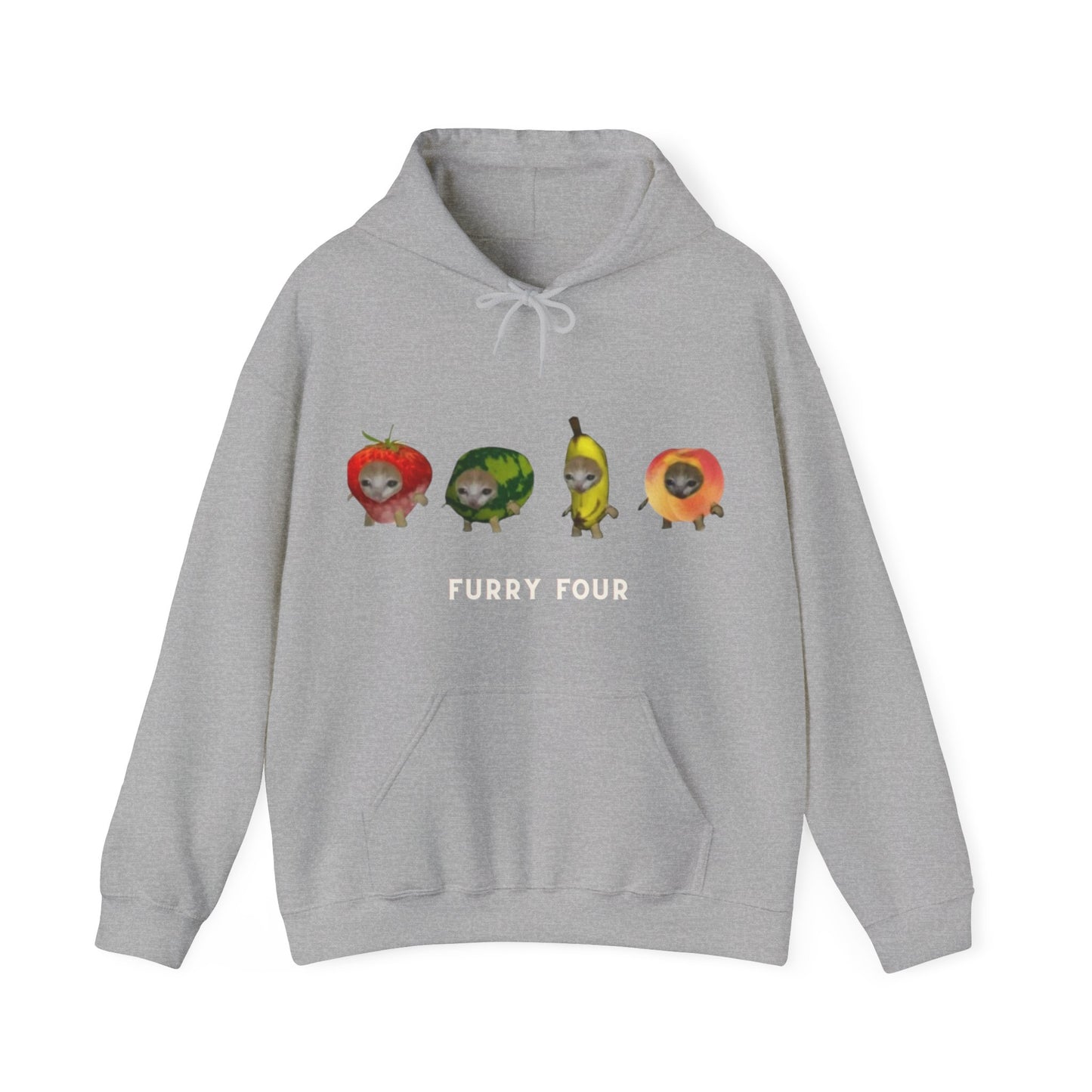 "Quadruple Cuteness: Four Cats Unisex Heavy Blend™ Hooded Sweatshirt - Embrace the Charm of Multiple Feline Friends!"