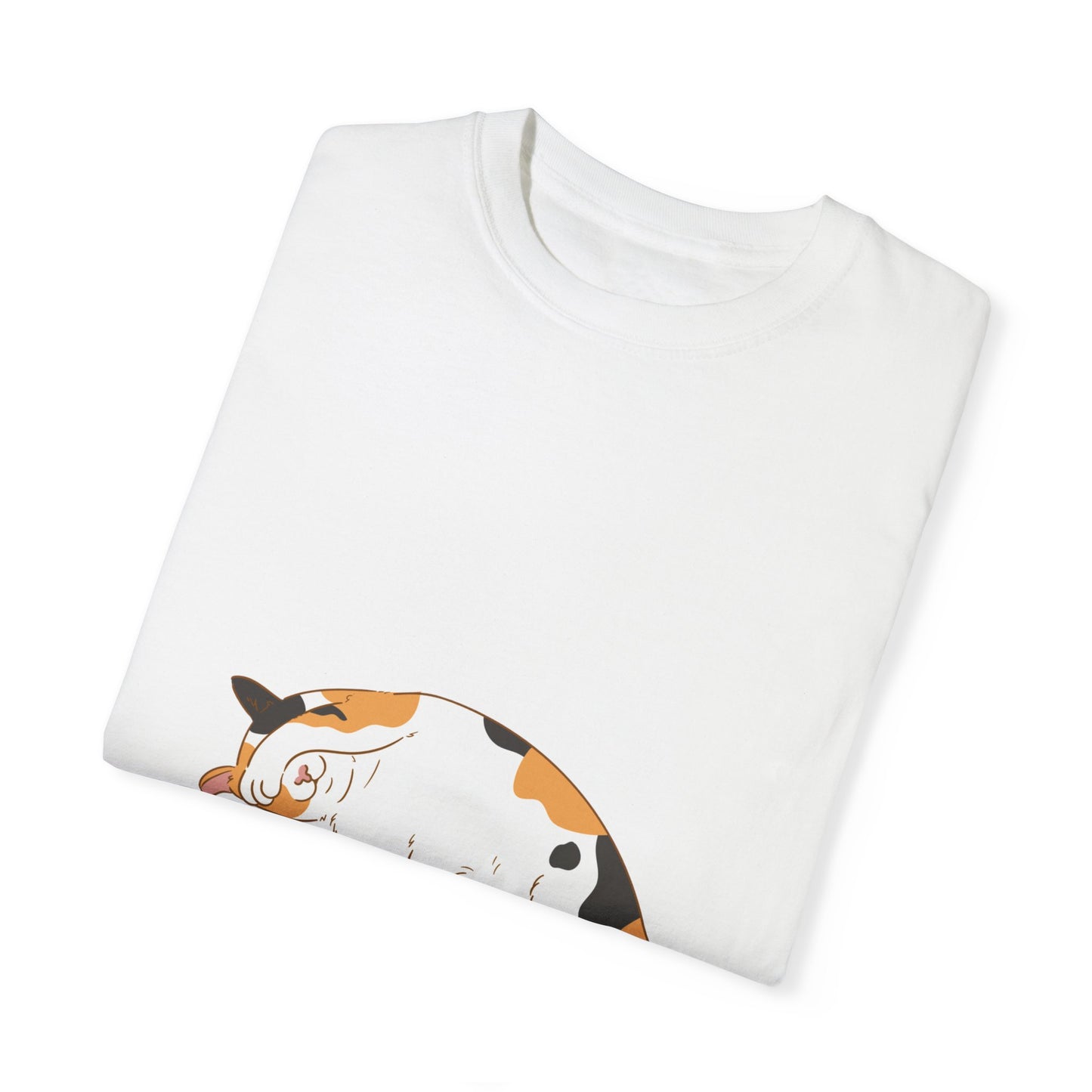 "Dreamy Days: Sleepy Cat Unisex Garment-Dyed T-shirt - Lounge in Feline Comfort and Style!"