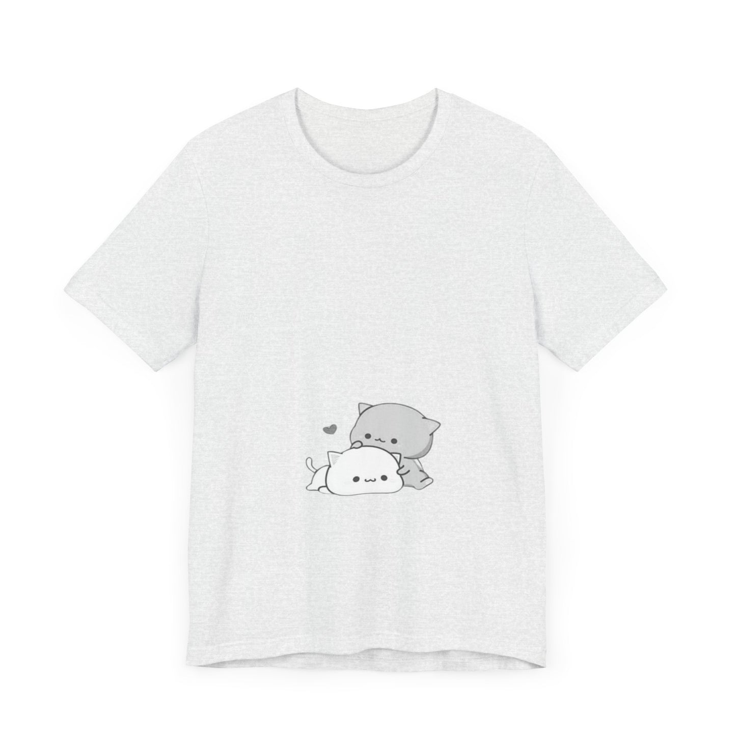 "Double the Cuteness: Cute Two Cats Unisex Jersey Short Sleeve Tee - Double the Feline Fun in Your Wardrobe!"