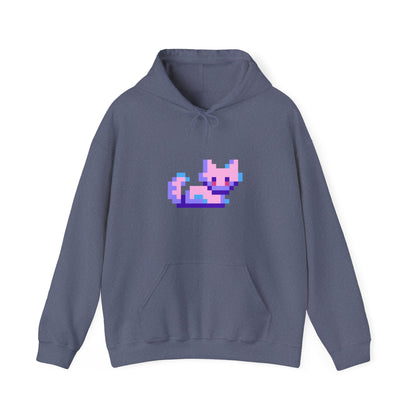 "Glitch Cat Coolness: Unisex Heavy Blend™ Hooded Sweatshirt - Add a Digital Twist to Your Feline Fashion!"