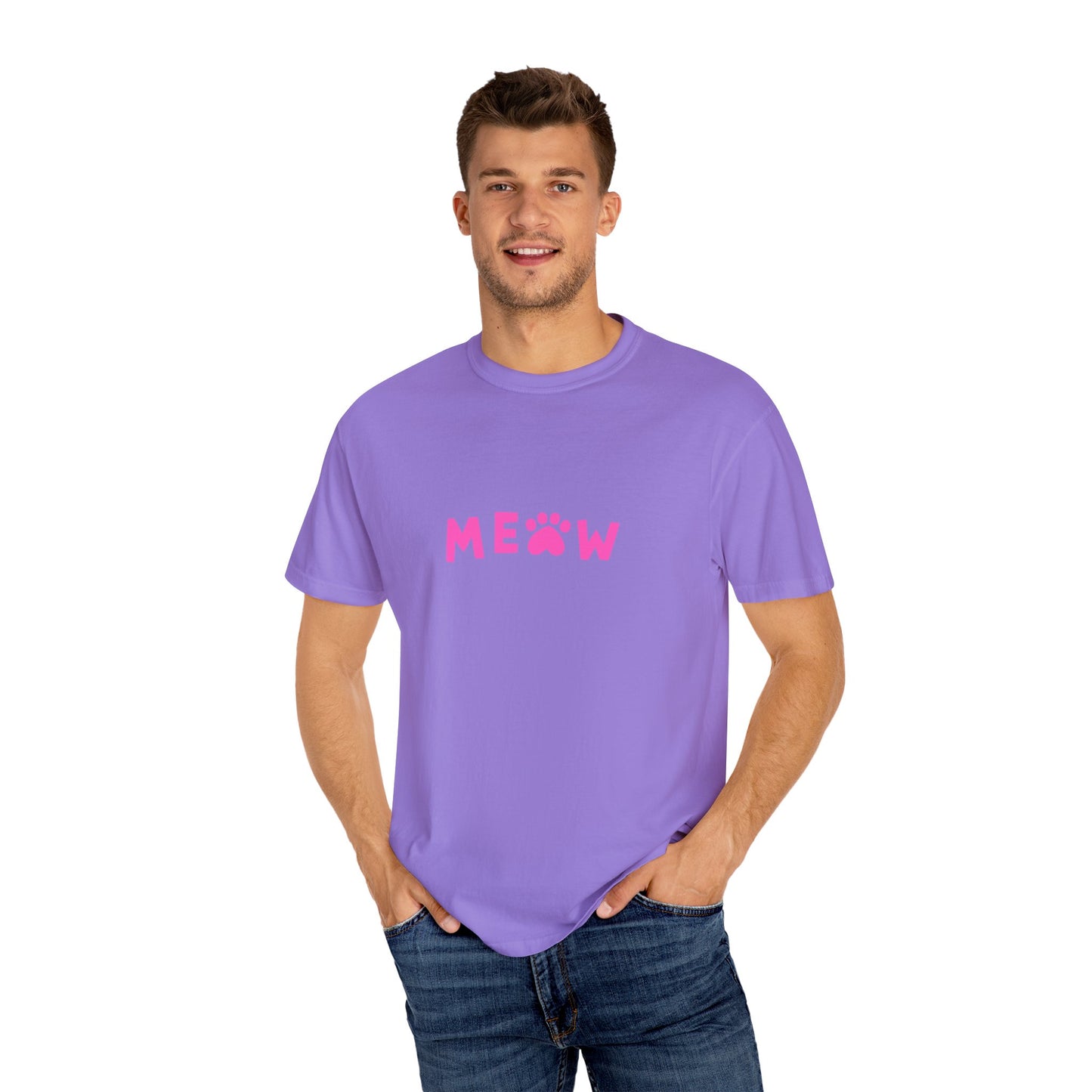 "Meow in Style: Unisex Garment-Dyed T-shirt - Let Your Inner Cat Lover Shine!"