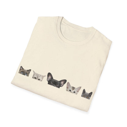 "Whisker Whimsy: Cats Hiding Unisex Softstyle T-Shirt - Discover the Charm of Feline Mystery!"