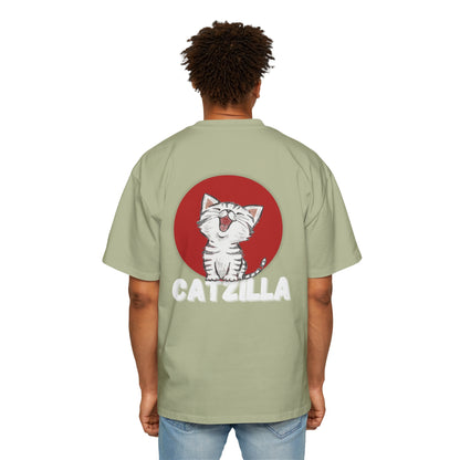 "Roar of Style: CATZILLA Men's Heavy Oversized Tee - Unleash Your Feline Fury with Fashion!"