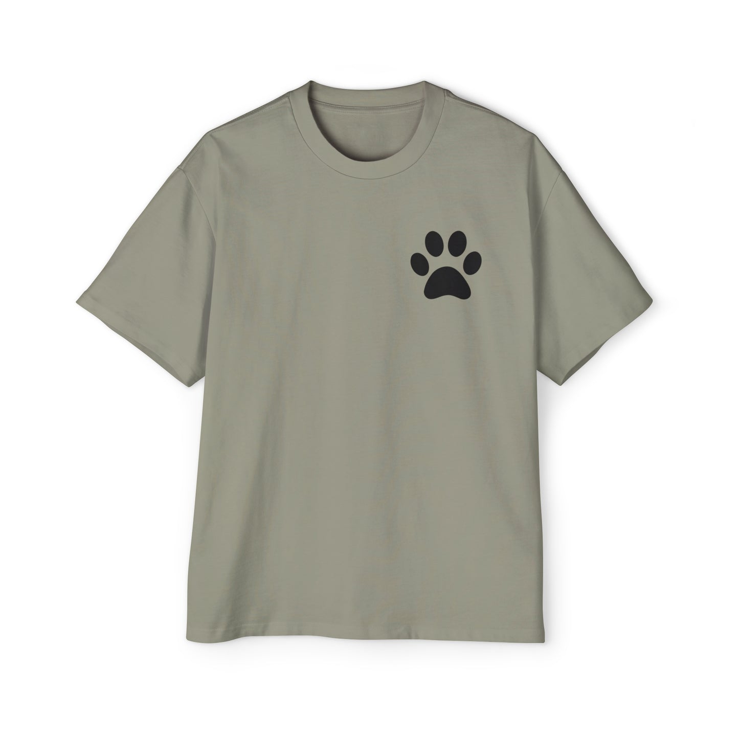 "Paw-some Style: Men's Heavy Oversized Tee - Embrace Feline Charm with Cat Paw Design!"