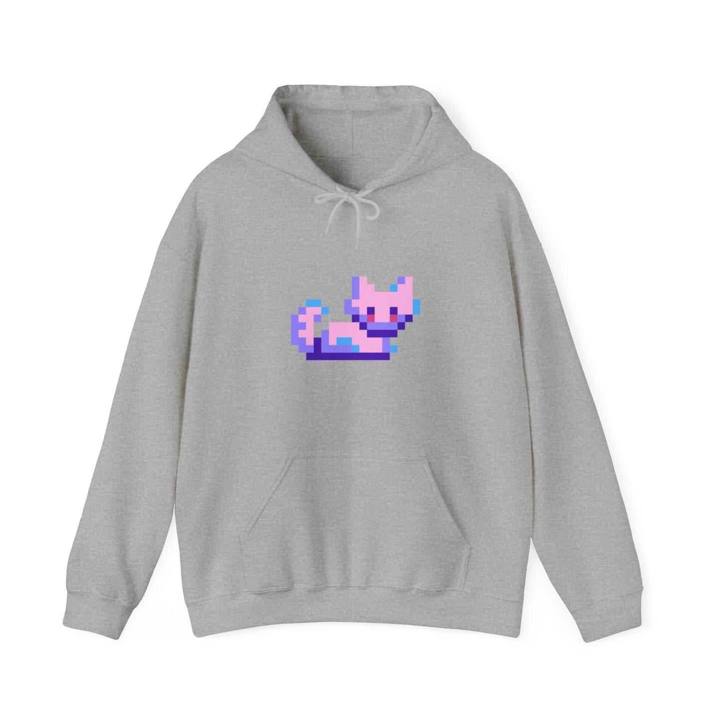 "Glitch Cat Coolness: Unisex Heavy Blend™ Hooded Sweatshirt - Add a Digital Twist to Your Feline Fashion!"