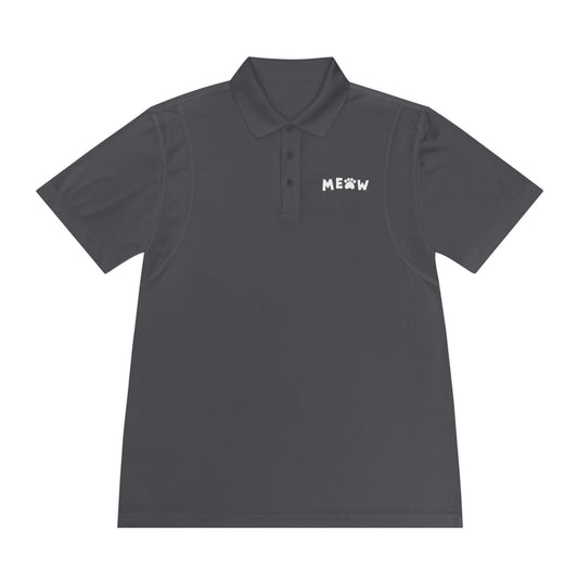 "Feline Fashion Forward: Meow Logo Men's Sport Polo Shirt - Showcase Your Love for Cats with Style!"