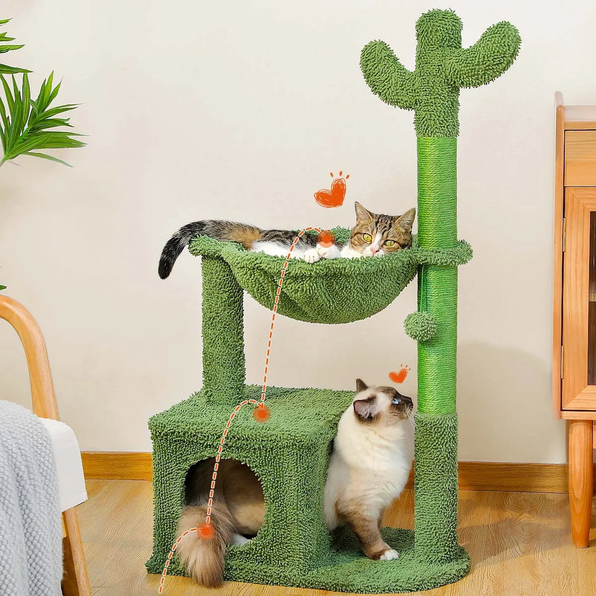 Free Shipping Cactus Cat Tree with Condo Hammock Scratching Post for Cat Bed Cat Tower Scratcher Cat Accessories Pet Cat Toys