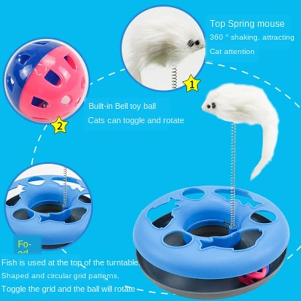 Funny Cat Toys Interactive Pet Cat Toy Disc Cat Toys Mouse Cat Toys Mouse Crazy Ball Training Amusement Plate Cat Toy Feather