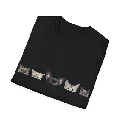 "Whisker Whimsy: Cats Hiding Unisex Softstyle T-Shirt - Discover the Charm of Feline Mystery!"