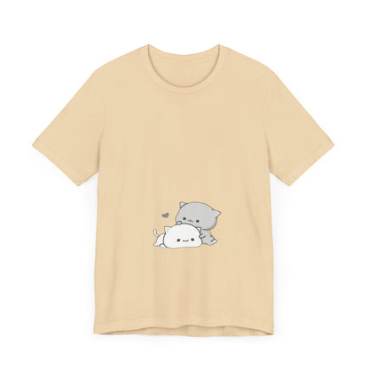 "Double the Cuteness: Cute Two Cats Unisex Jersey Short Sleeve Tee - Double the Feline Fun in Your Wardrobe!"