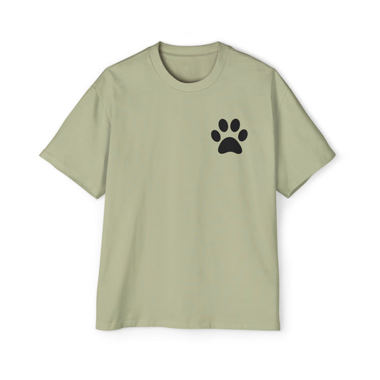 "Paw-some Style: Men's Heavy Oversized Tee - Embrace Feline Charm with Cat Paw Design!"