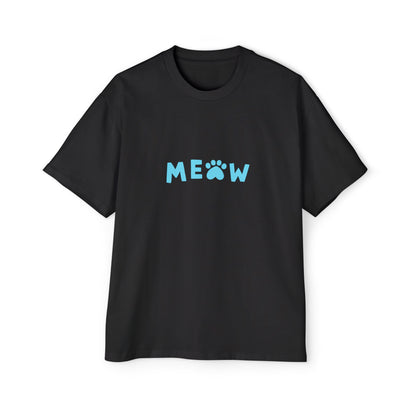 "Feline Fashion Forward: Men's Heavy Oversized Tee with CAP Cat Design - Perfect for Cat Lovers with Style!"