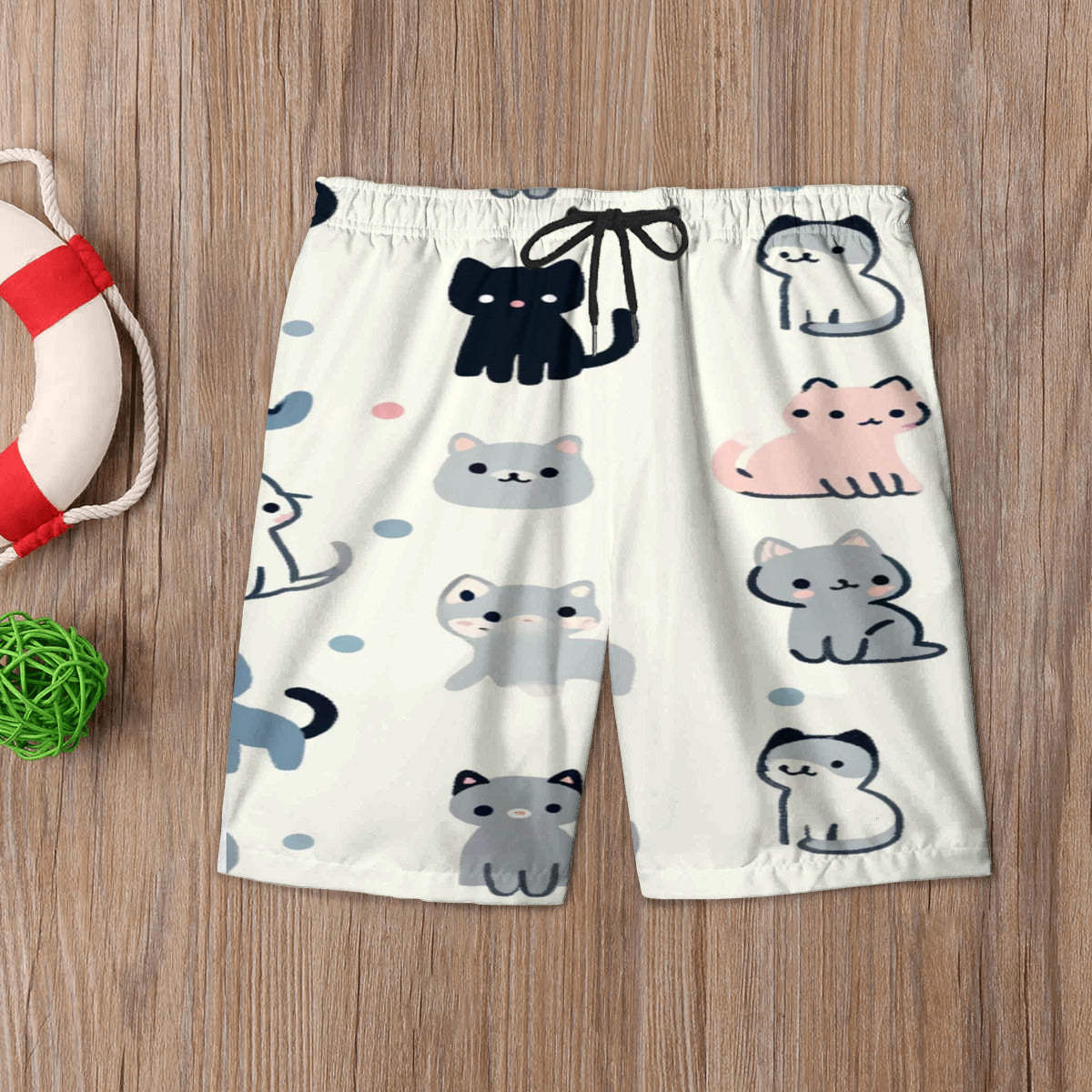 "Whisker Wonderland: AOP Men's Beach Short - Dive into Summer with Playful Cat Designs!"