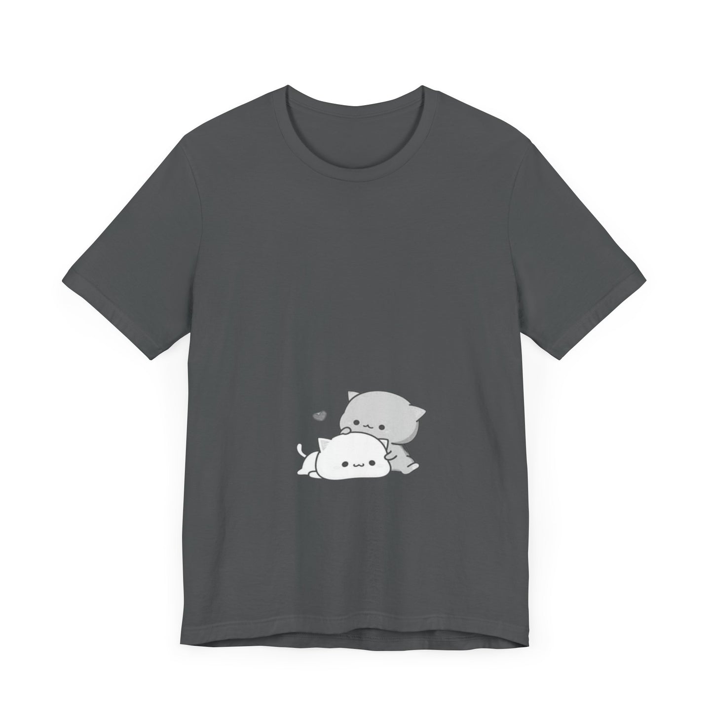 "Double the Cuteness: Cute Two Cats Unisex Jersey Short Sleeve Tee - Double the Feline Fun in Your Wardrobe!"