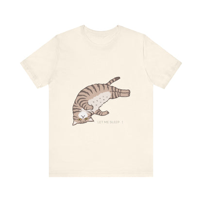 "Dreamy Comfort: SLEEPY Cat Unisex Jersey Short Sleeve Tee - Cozy Up with Feline Serenity!"