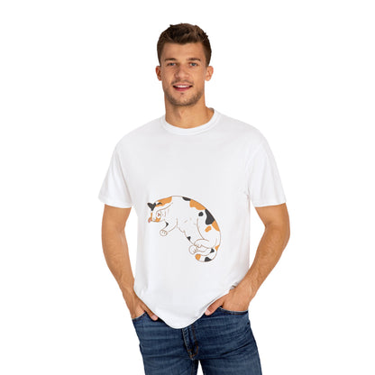 "Dreamy Days: Sleepy Cat Unisex Garment-Dyed T-shirt - Lounge in Feline Comfort and Style!"