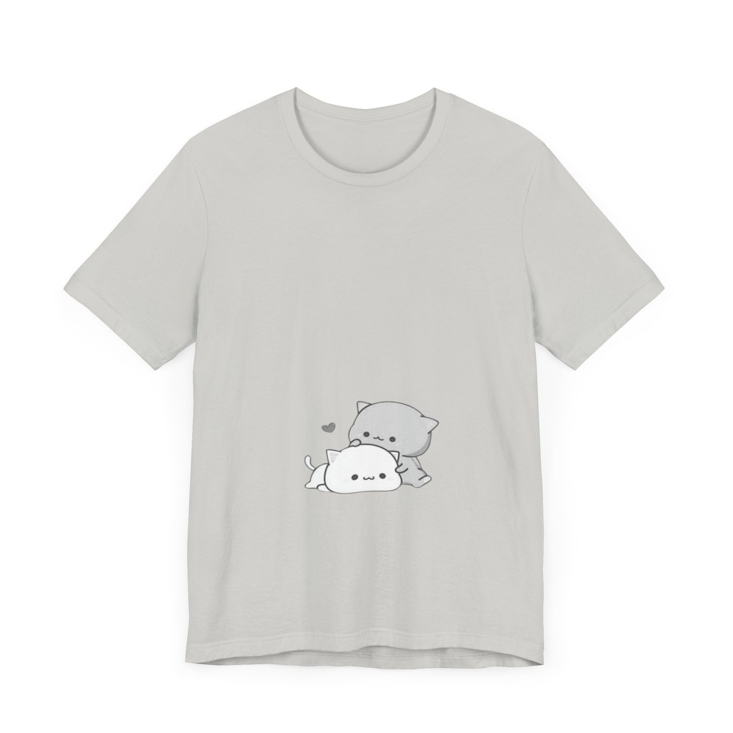 "Double the Cuteness: Cute Two Cats Unisex Jersey Short Sleeve Tee - Double the Feline Fun in Your Wardrobe!"