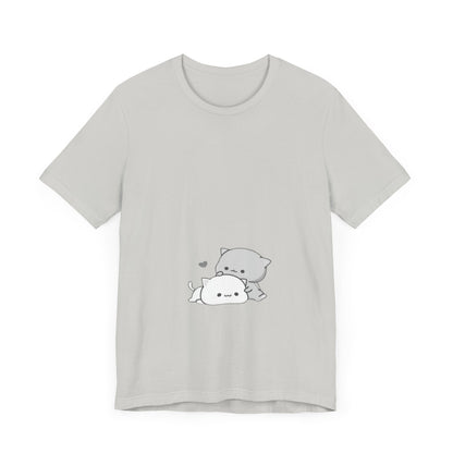 "Double the Cuteness: Cute Two Cats Unisex Jersey Short Sleeve Tee - Double the Feline Fun in Your Wardrobe!"