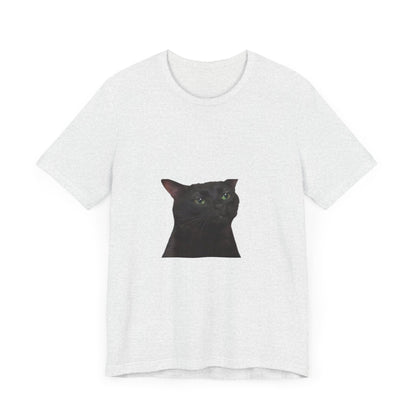 "Expressive Elegance: Sad Cat Unisex Jersey Short Sleeve Tee - Wear Your Emotions with Feline Grace!"