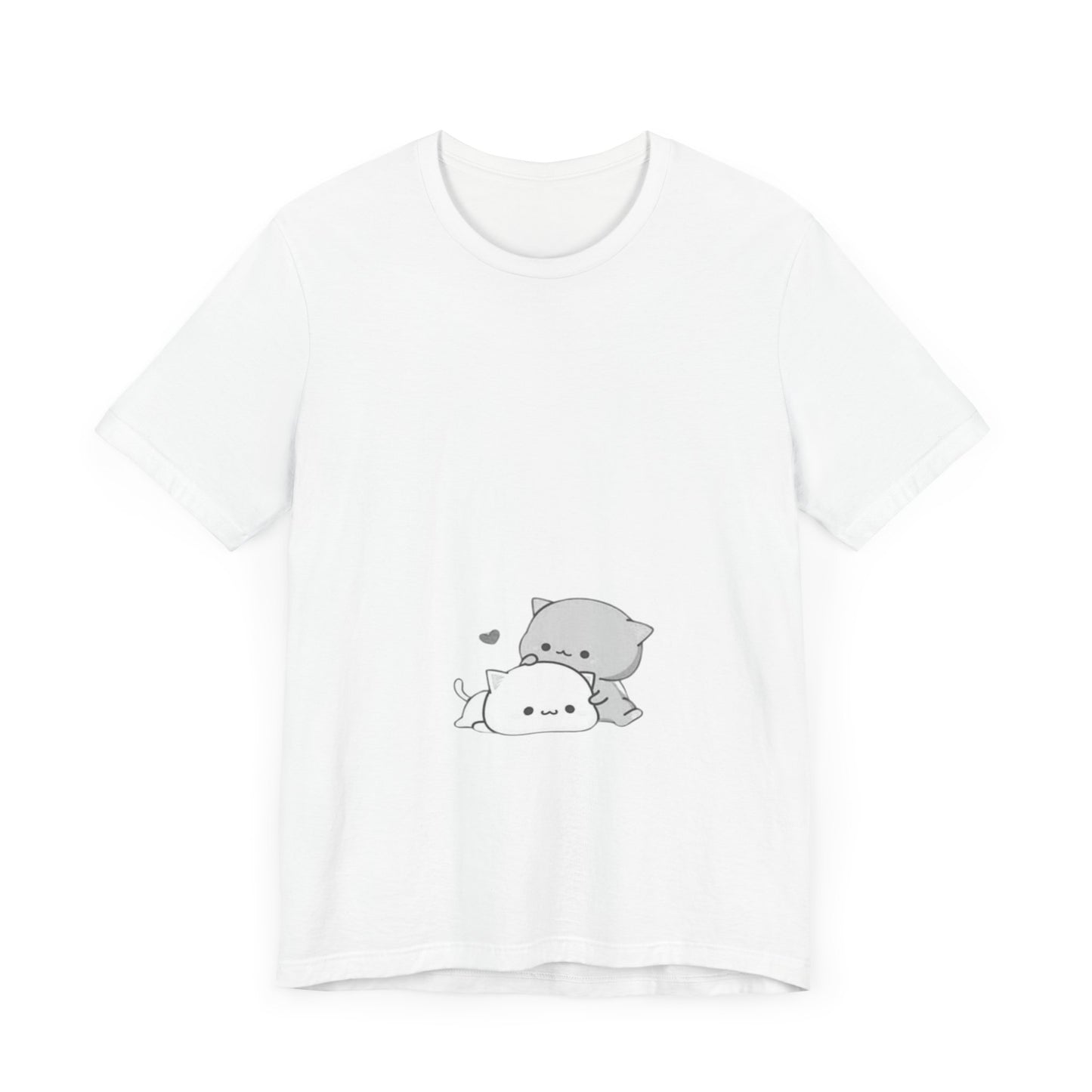 "Double the Cuteness: Cute Two Cats Unisex Jersey Short Sleeve Tee - Double the Feline Fun in Your Wardrobe!"