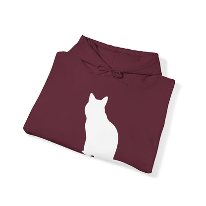 "Classic Cat Comfort: Plain White Cat Unisex Heavy Blend™ Hooded Sweatshirt - Timeless Style for Feline Enthusiasts!"