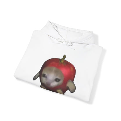 "Whimsical Apple Cat Delight: Unisex Heavy Blend™ Hooded Sweatshirt for Feline Fans!"