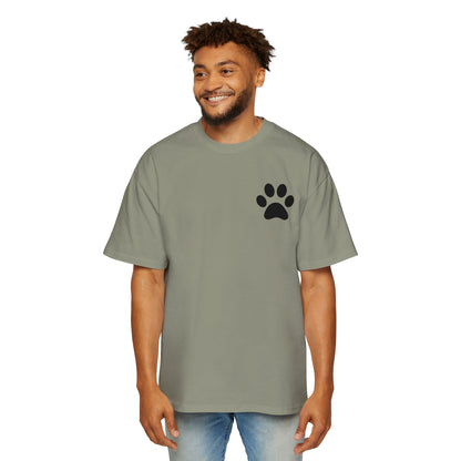 "Paw-some Style: Men's Heavy Oversized Tee - Embrace Feline Charm with Cat Paw Design!"