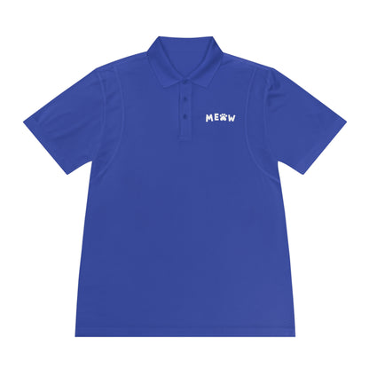 "Feline Fashion Forward: Meow Logo Men's Sport Polo Shirt - Showcase Your Love for Cats with Style!"