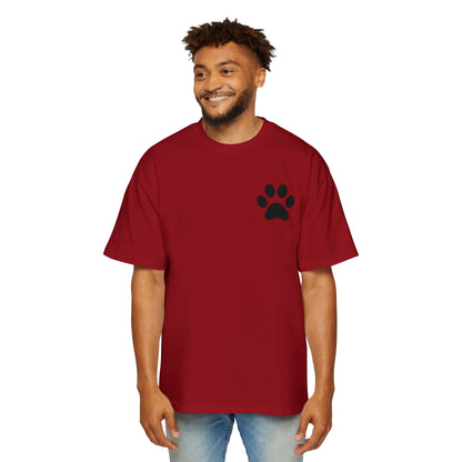 "Paw-some Style: Men's Heavy Oversized Tee - Embrace Feline Charm with Cat Paw Design!"