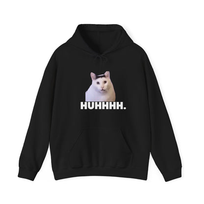 "HUH CAT Coolness: Unisex Heavy Blend™ Hooded Sweatshirt - Express Your Puzzled Purrfection in Style!"