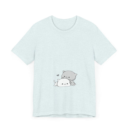 "Double the Cuteness: Cute Two Cats Unisex Jersey Short Sleeve Tee - Double the Feline Fun in Your Wardrobe!"