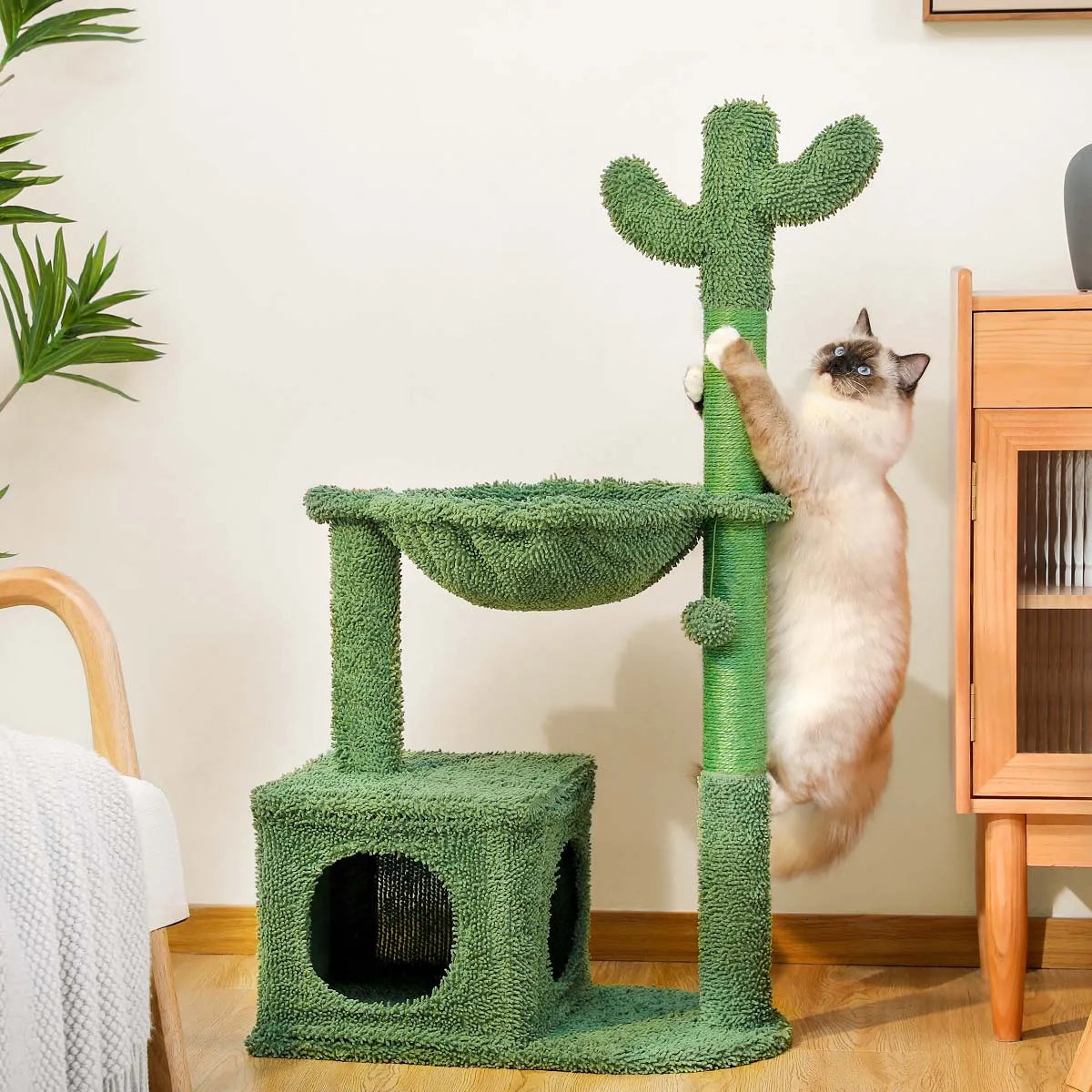 Free Shipping Cactus Cat Tree with Condo Hammock Scratching Post for Cat Bed Cat Tower Scratcher Cat Accessories Pet Cat Toys