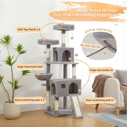 Free Shipping Cat Tree Tower with Scratching Posts Large Cat Scratcher Cat Condo Cat Accessories Pet Beds and Furniture Cat Toys