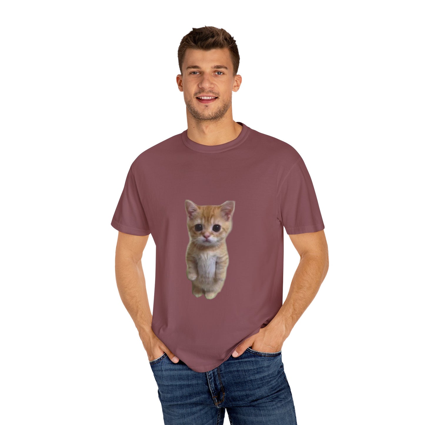 "Adorable Feline Charm: Cute Cat Unisex Garment-Dyed T-shirt - Wear Your Love for Cats in Style!"