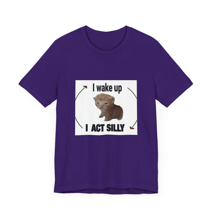 "Rise and Shine with Silly Cat: Unisex Jersey Short Sleeve Tee - Start Your Day with Feline Fun!"