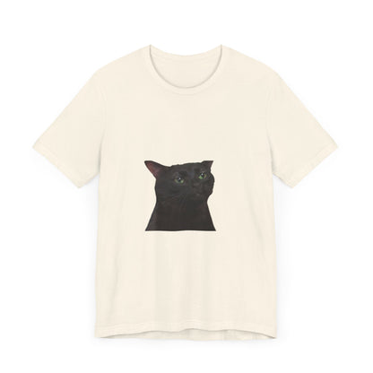 "Expressive Elegance: Sad Cat Unisex Jersey Short Sleeve Tee - Wear Your Emotions with Feline Grace!"