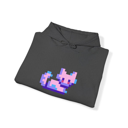 "Glitch Cat Coolness: Unisex Heavy Blend™ Hooded Sweatshirt - Add a Digital Twist to Your Feline Fashion!"