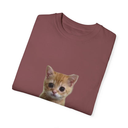 "Adorable Feline Charm: Cute Cat Unisex Garment-Dyed T-shirt - Wear Your Love for Cats in Style!"