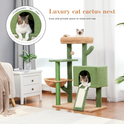 Fast Delivery Cactus Cat Tree with Condo Hammock Cat Tower Scratching Post for Kitten Bed Scratcher Cat Accessories Pet Cat Toys