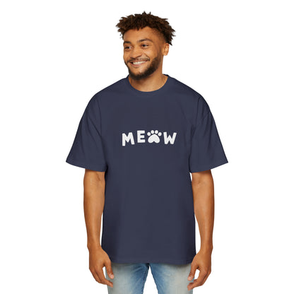 "Purrfect Crew: Men's Heavy Oversized Tee - Join the CAT GANG in Style!"