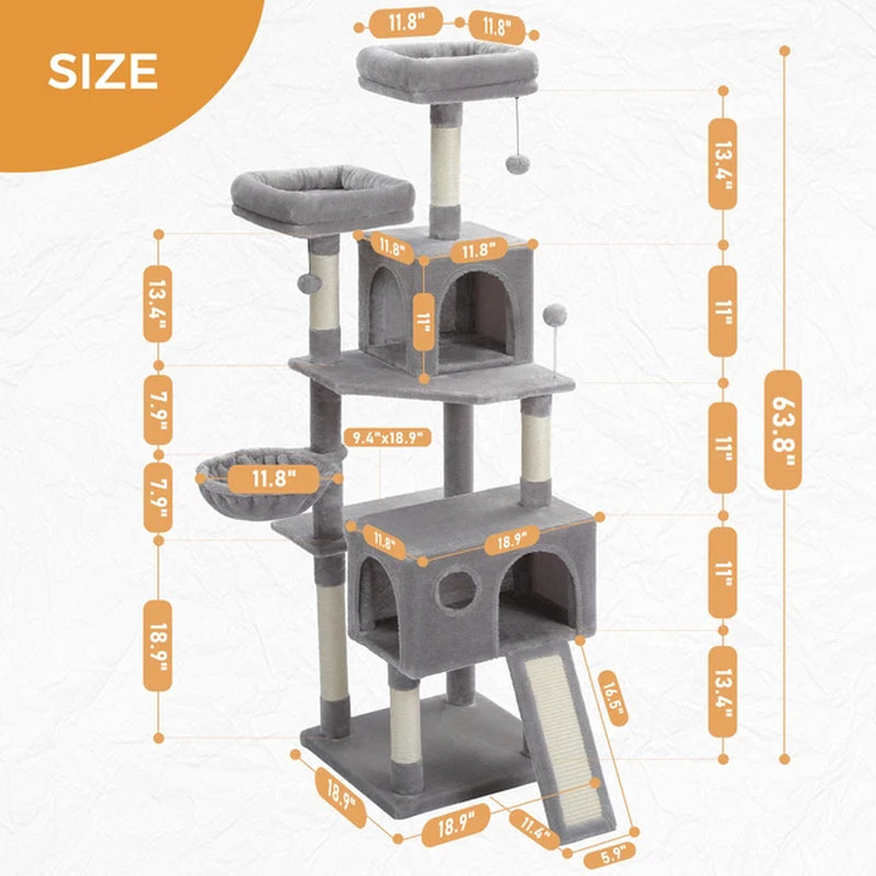 Free Shipping Cat Tree Tower with Scratching Posts Large Cat Scratcher Cat Condo Cat Accessories Pet Beds and Furniture Cat Toys