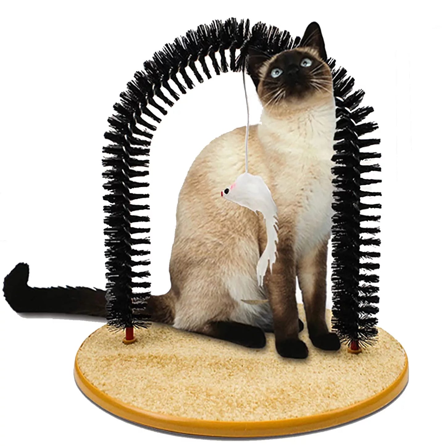 Cat Toys Arch Self Groomer Cat Massager,Cat Hair Brush for Grooming with Sturdy Cat Scratching Pad and Catnip Toy,Cat Face Scratchers,Durable Brusher,Cat Rubbing Post & Scratcher