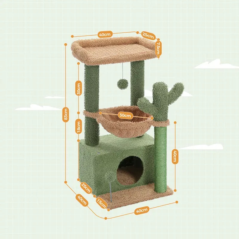 Fast Delivery Cactus Cat Tree with Condo Hammock Cat Tower Scratching Post for Kitten Bed Scratcher Cat Accessories Pet Cat Toys