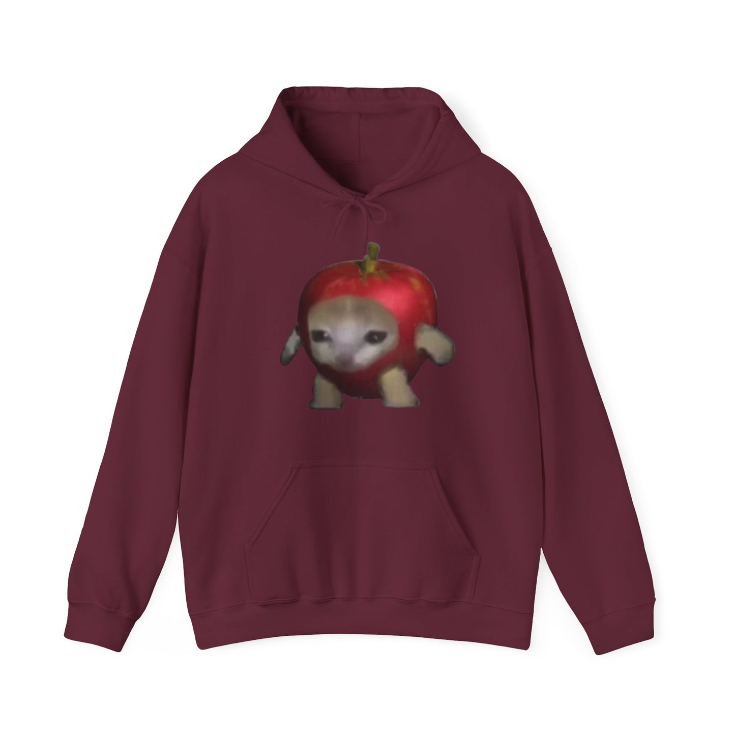 "Whimsical Apple Cat Delight: Unisex Heavy Blend™ Hooded Sweatshirt for Feline Fans!"