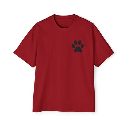 "Paw-some Style: Men's Heavy Oversized Tee - Embrace Feline Charm with Cat Paw Design!"